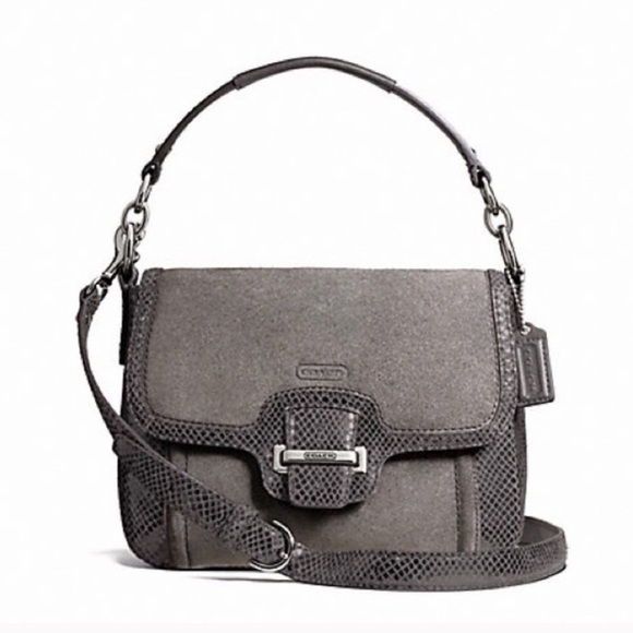 Coach Handbags - SOLD Coach Taylor Suede & Exotic Leather Front Flap Bag